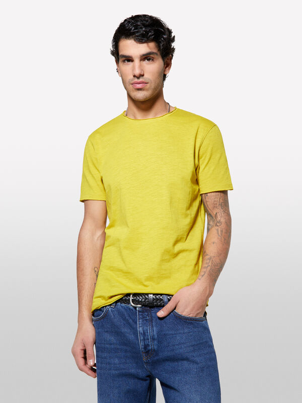 T-shirt ajusté jaune citron à manches courtes - t-shirts à manches courtes pour homme | Sisley