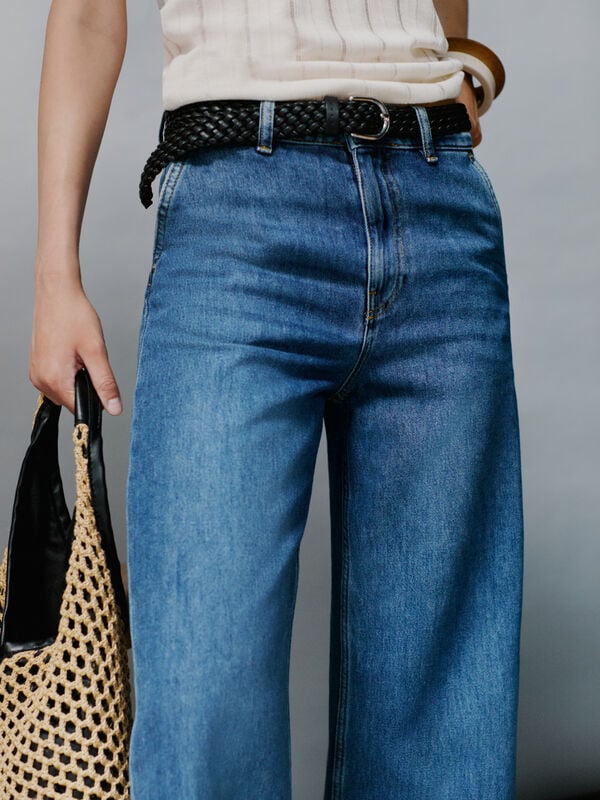 Jean coupe large foncé - jeans palazzo pour femme | Sisley