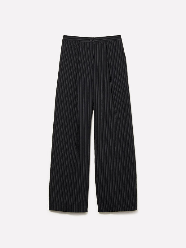 Pantalon à rayures noires - pantalons palazzo pour femme | Sisley