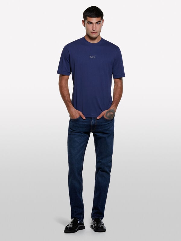 T-shirt bleu foncé avec imprimé T-shirt bleu foncé avec imprimé - t-shirts à manches courtes pour homme | Sisley