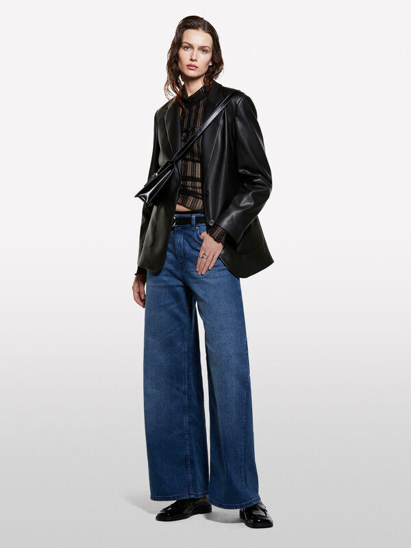 Jean bleu coupe large style 72 - jeans palazzo pour femme | Sisley