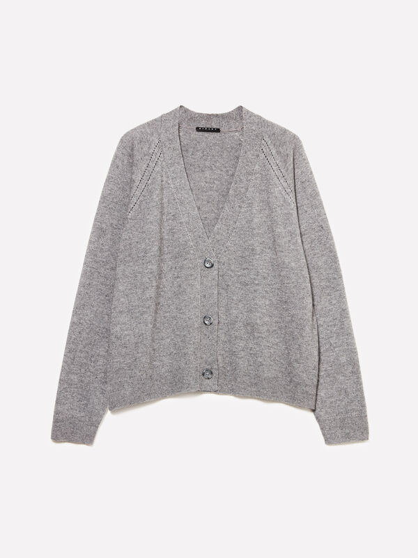 Cardigan oversize en gris chiné foncé - cardigans pour femme | Sisley