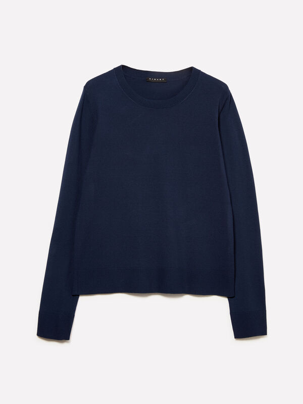 Pull ras du cou bleu marine - pulls col rond pour femme | Sisley