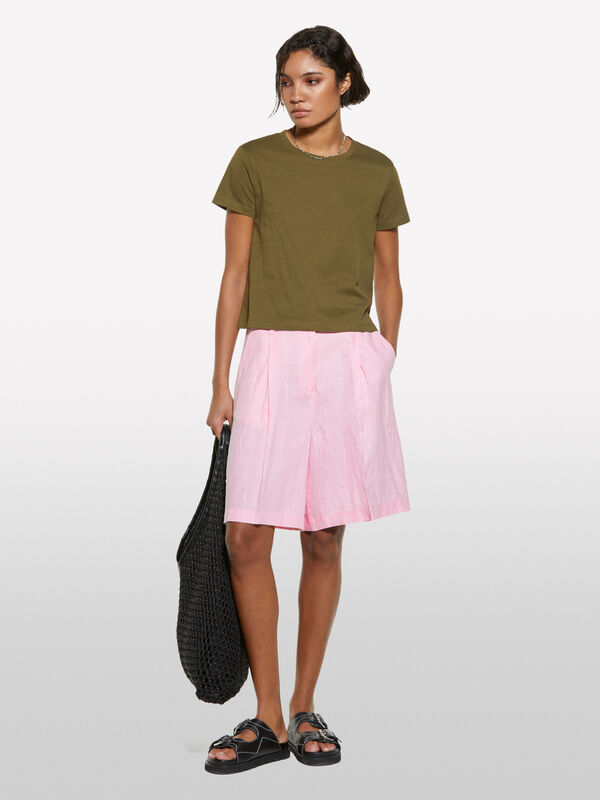 Bermuda rose en 100% lin - shorts pour femme | Sisley