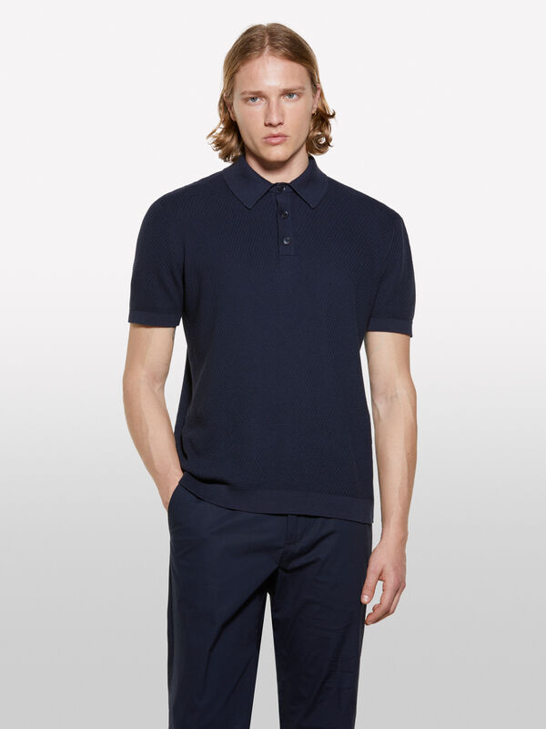 Polo en maille bleu foncé - polos pour homme | Sisley