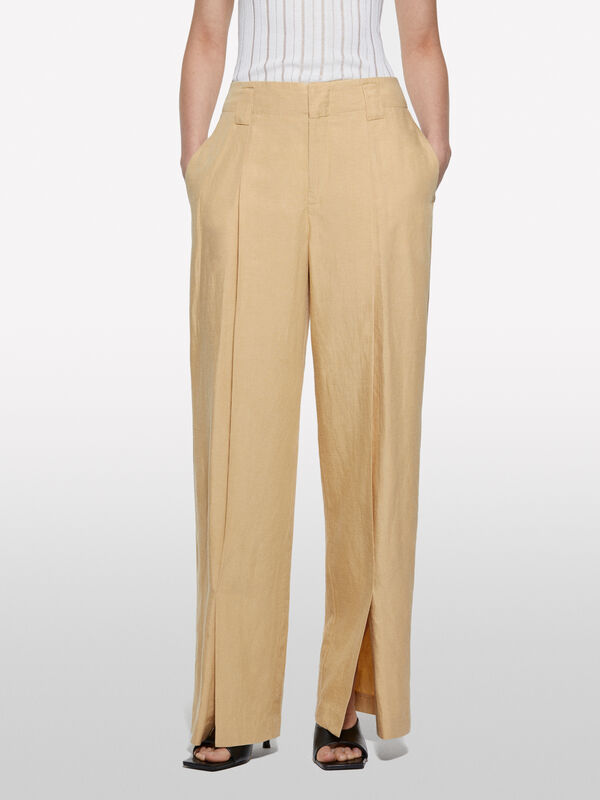 Pantalon palazzo moutarde - pantalons palazzo pour femme | Sisley