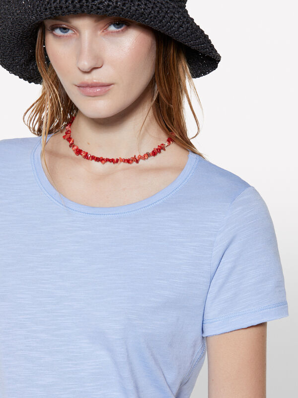 T-shirt bleu clair à encolure ronde - t-shirts à manches courtes pour femme | Sisley