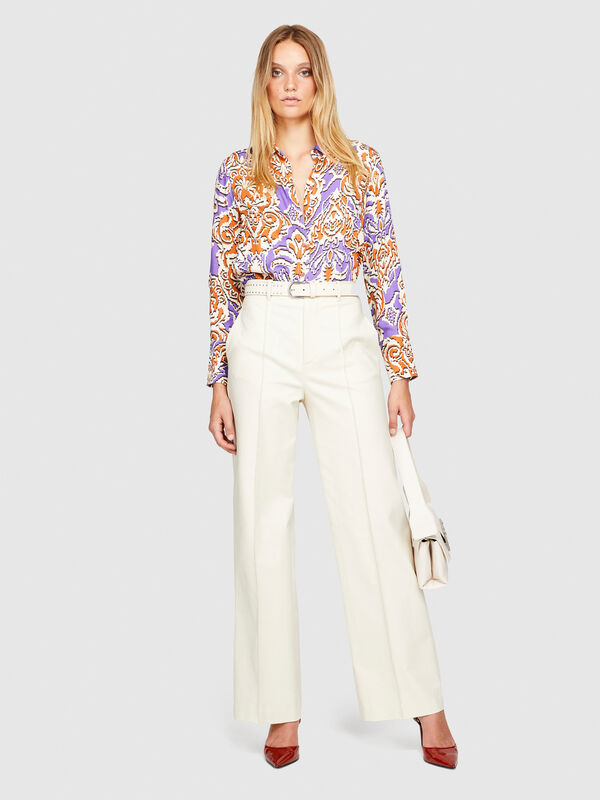 Pantalon taille haute en satin