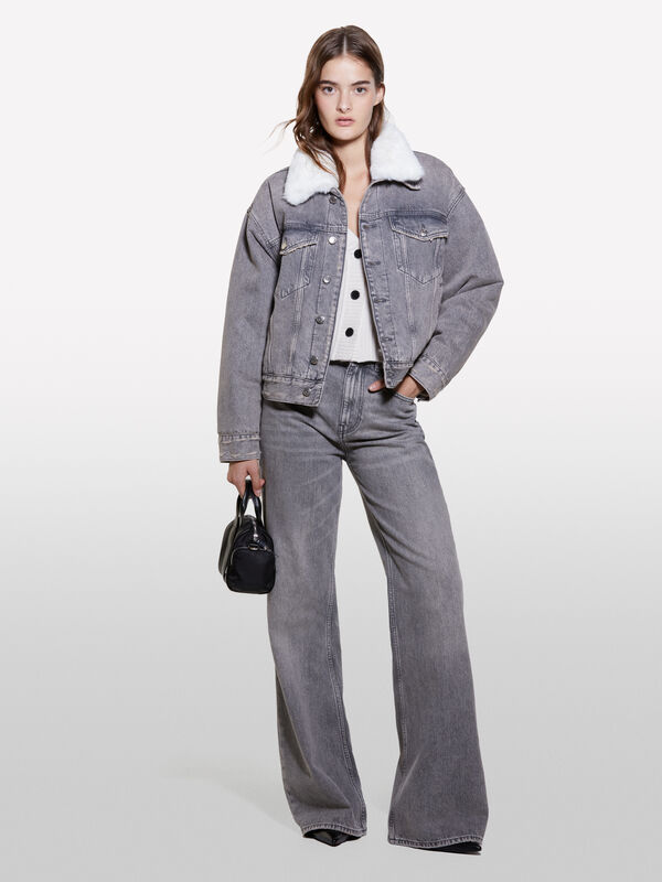 Jeans coupe relaxed noir - jeans palazzo pour femme | Sisley