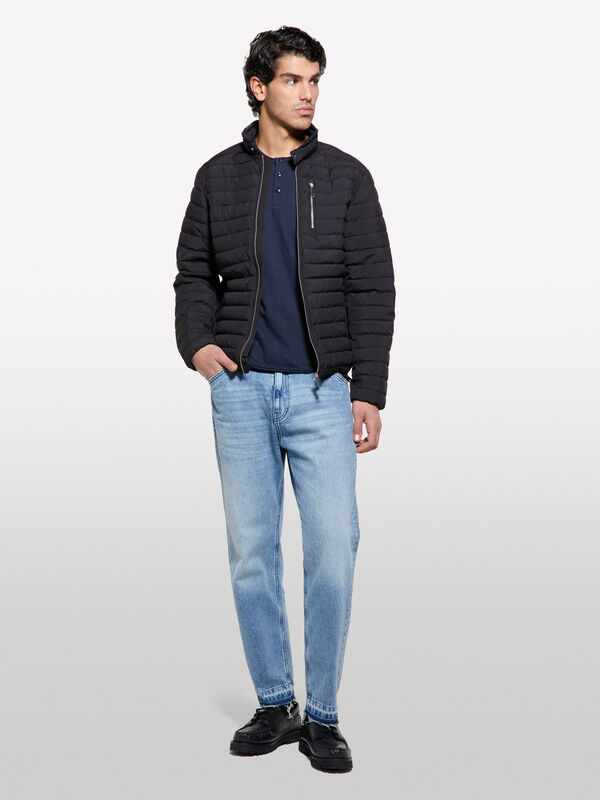 Blouson biker rembourré noir - doudounes et blousons rembourrés pour homme | Sisley
