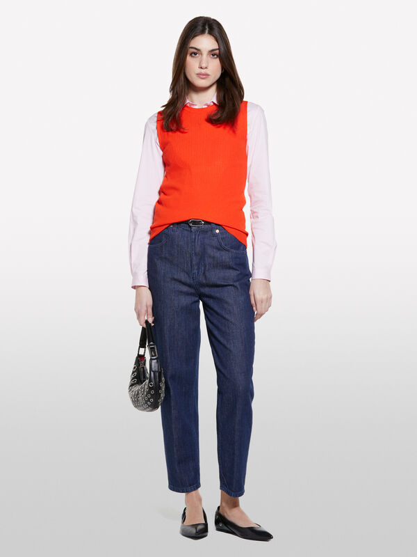 Haut en maille orange Haut en maille orange - hauts pour femme | Sisley
