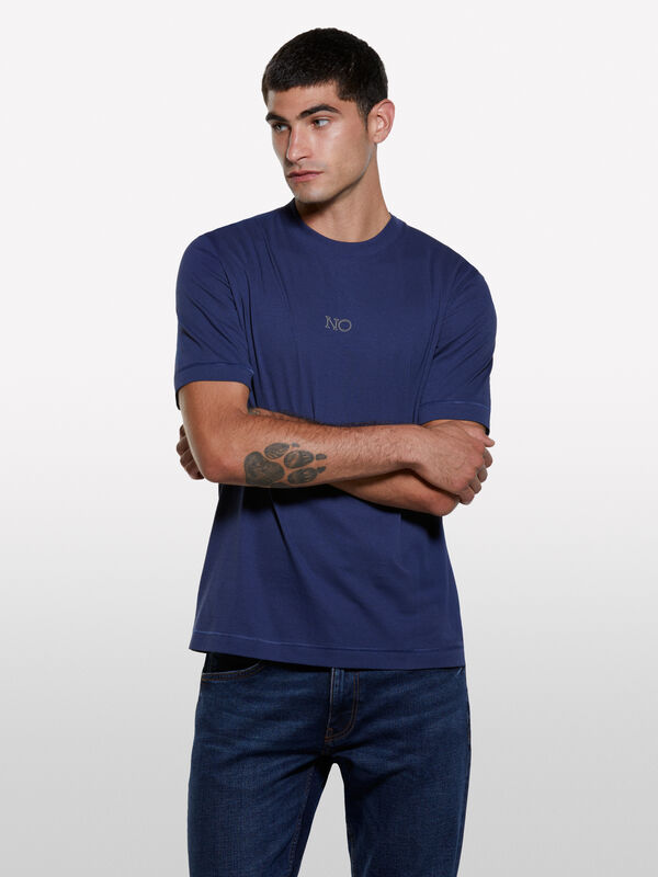T-shirt bleu foncé avec imprimé - t-shirts à manches courtes pour homme | Sisley