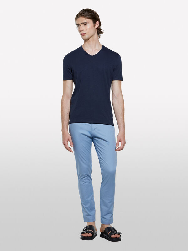 T-shirt slim bleu foncé T-shirt slim bleu foncé - t-shirts à manches courtes pour homme | Sisley