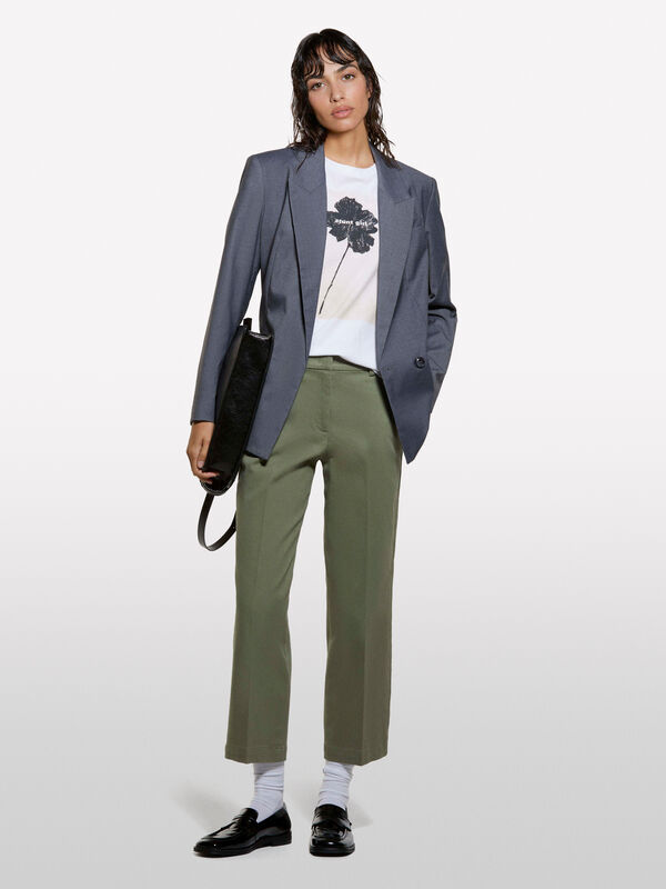 Pantalon taille haute vert foncé - pantalons regular pour femme | Sisley