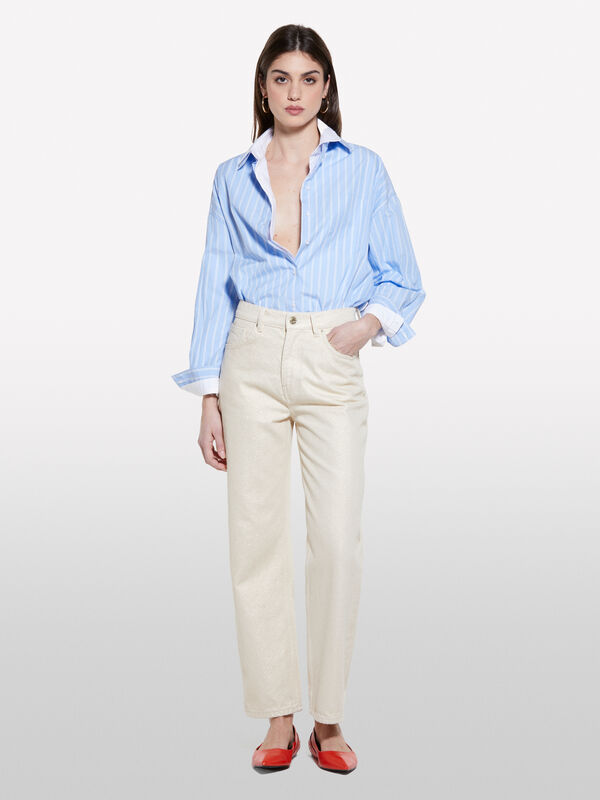 Pantalon blanc en denim - jeans regular pour femme | Sisley