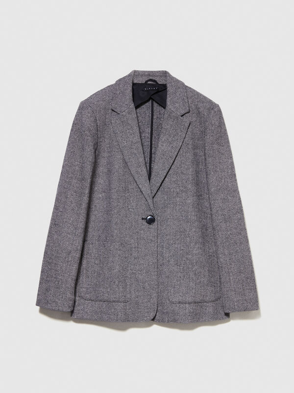 Blazer gris en laine mélangée - blazers pour femme | Sisley