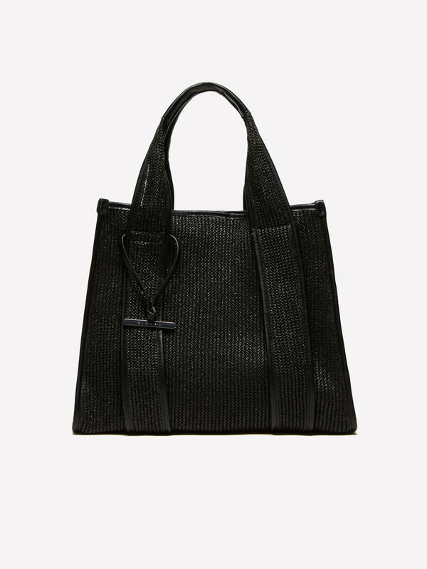 Cabas noir effet paille - sacs cabas pour femme | Sisley