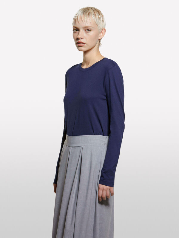 T-shirt bleu à manches longues T-shirt bleu à manches longues - t-shirts à manches longues pour femme | Sisley