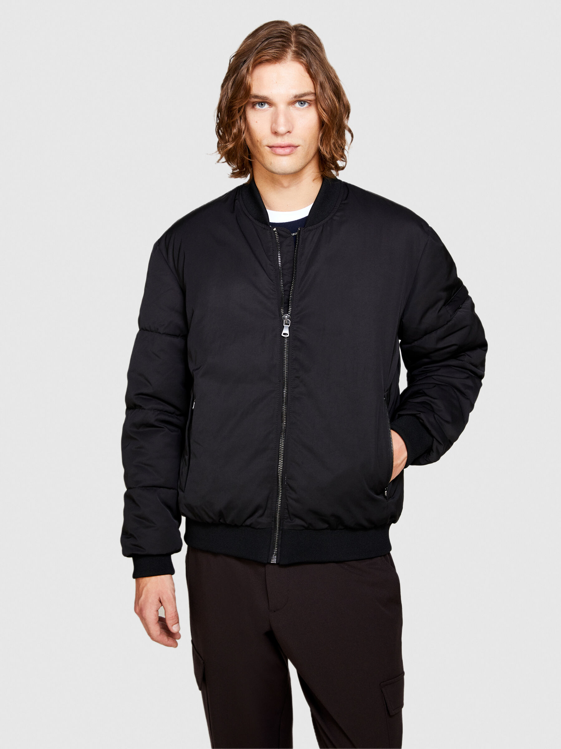 Bomber rembourr Noir Sisley