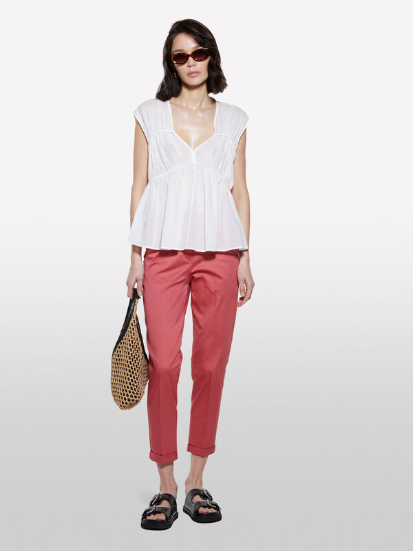 Top blanc avec détails froncés - hauts pour femme | Sisley
