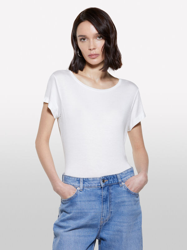 T-shirt blanc à manches courtes - t-shirts à manches courtes pour femme | Sisley