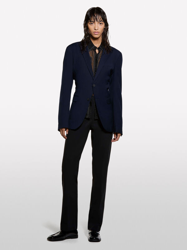 Pantalon droit noir - pantalons regular pour femme | Sisley