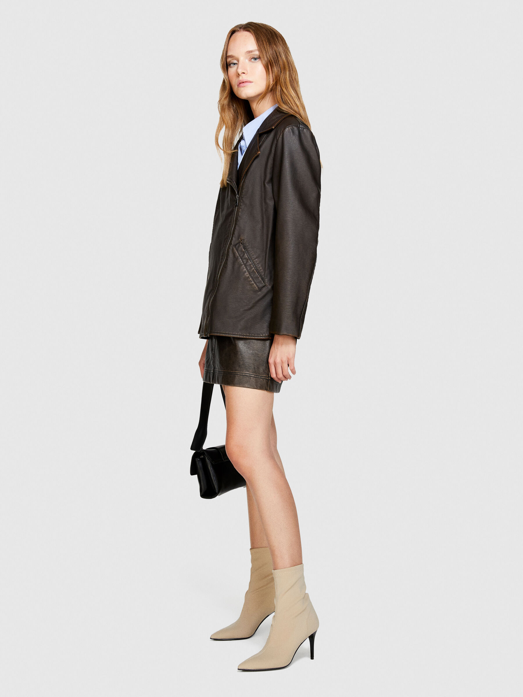 Veste biker hotsell marron femme