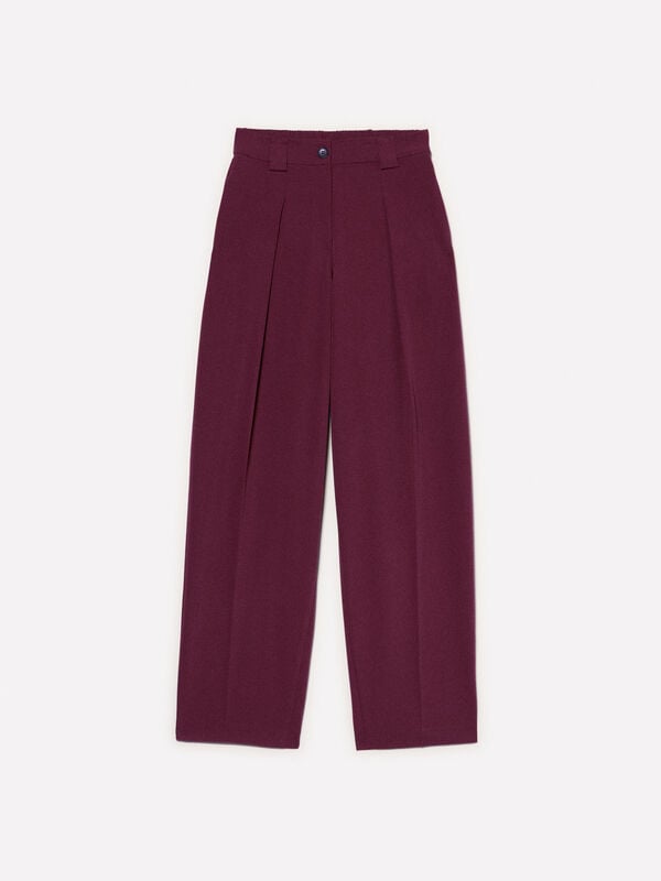 Pantalon palazzo bordeaux à plis Pantalon palazzo bordeaux à plis - pantalons palazzo pour femme | Sisley