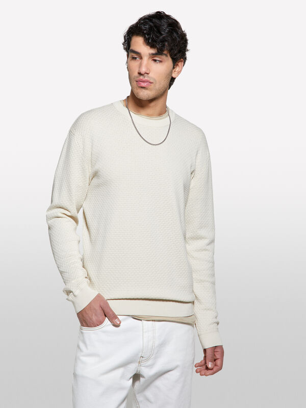 Pull beige à col rond - pulls col rond pour homme | Sisley