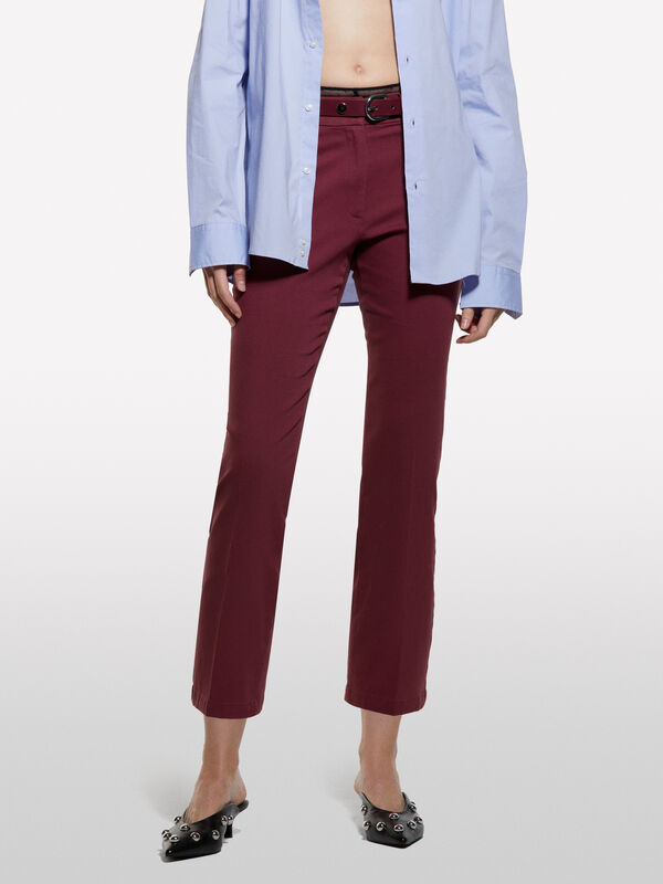 Pantalon évasé bordeaux - pantalons évasés pour femme | Sisley