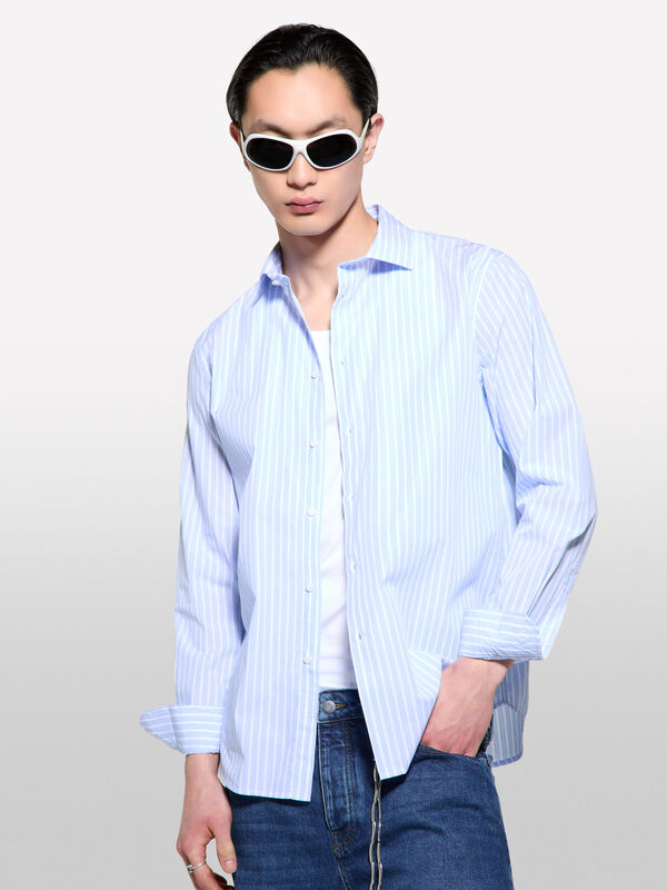 Chemise tissé teinte bleu ciel - chemises regular pour homme | Sisley