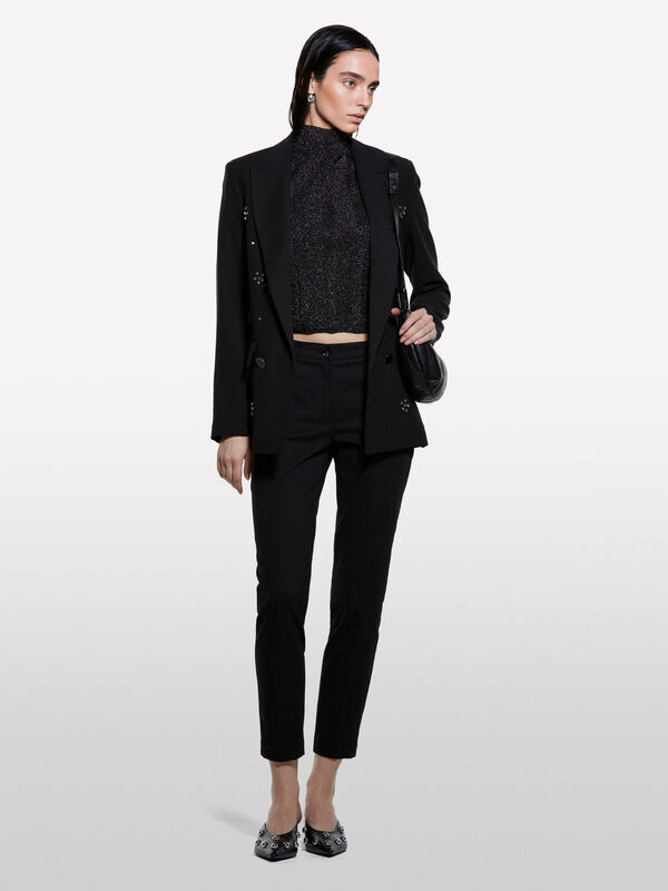 Pantalon chino slim noir - pantalons coupe slim pour femme | Sisley