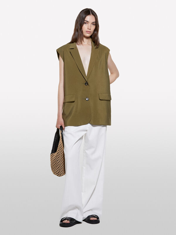 Pantalon coupe décontractée blanc crème - pantalons palazzo pour femme | Sisley