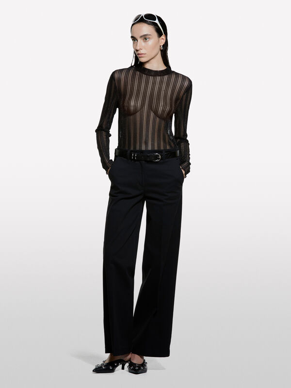 Pantalon large noir - Nouvelle Collection Femme | Sisley