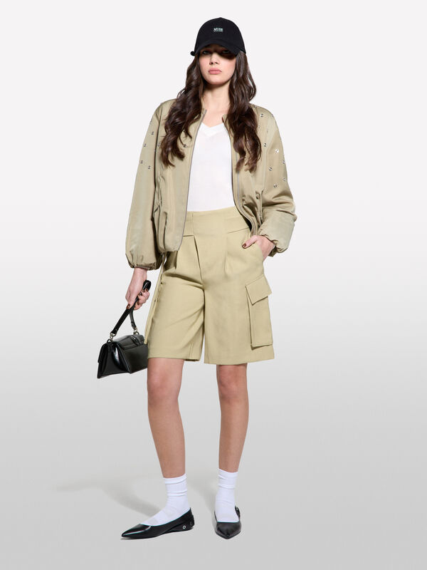 Bermuda vert militaire à grandes poches - shorts pour femme | Sisley