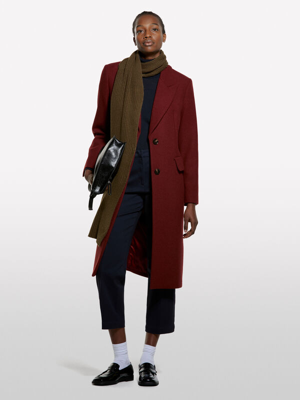 Manteau rouge brique à simple boutonnage - manteaux pour femme | Sisley