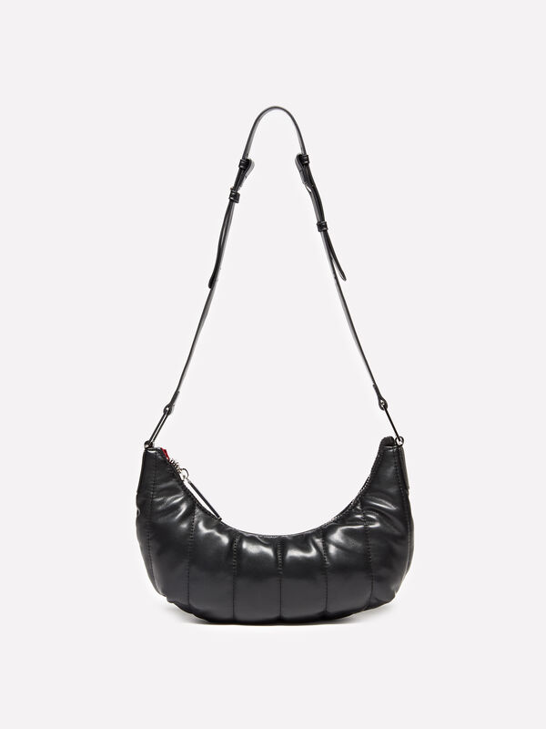 Sac hobo noir avec surpiqûres - sacs à bandoulière et porté épaule pour femme | Sisley