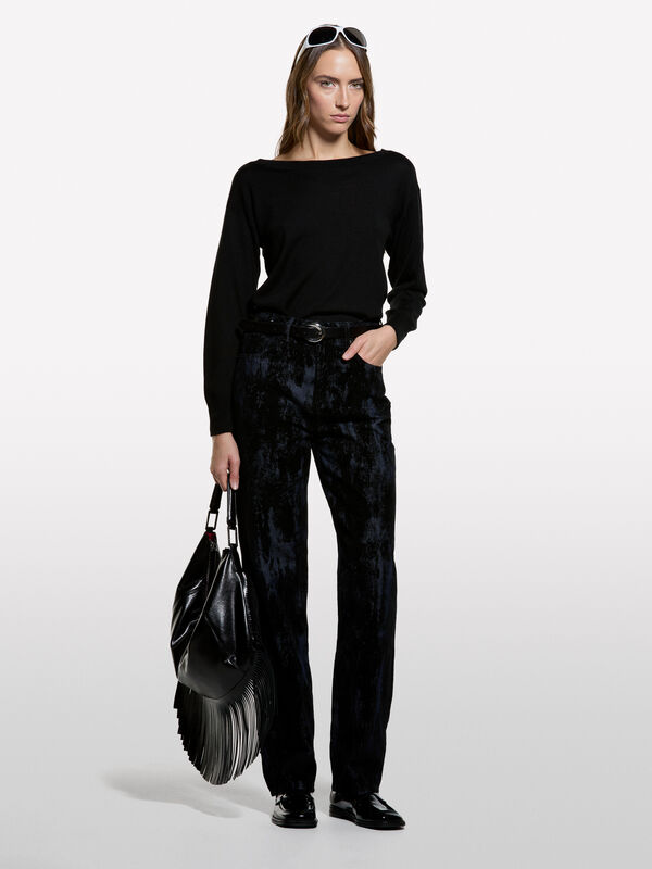 Pull noir à col bateau - pulls à encolure bateau pour femme | Sisley