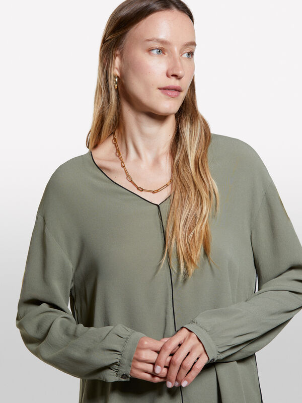 Chemisier vert militaire oversize - blouses pour femme | Sisley