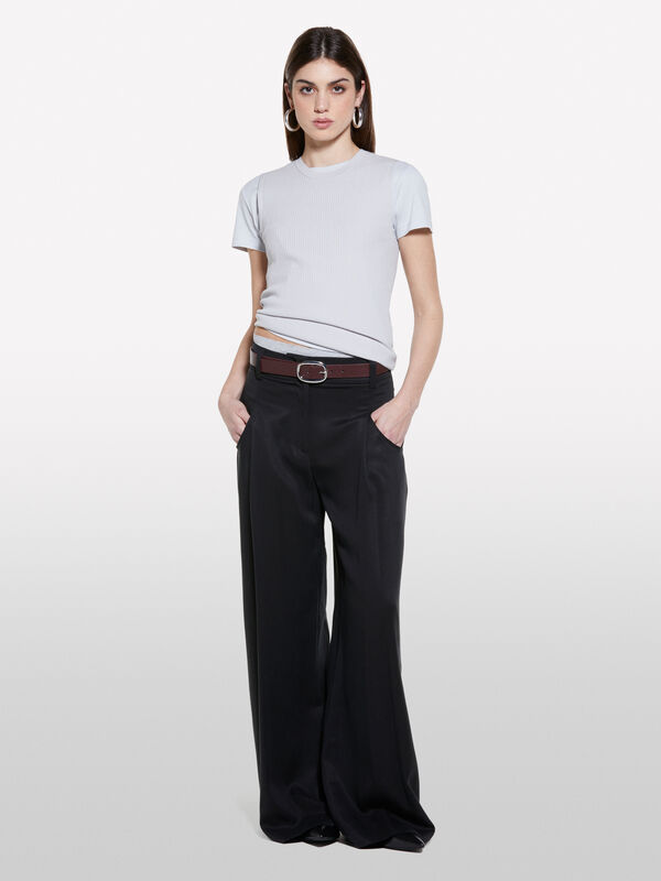 Pantalon fluide noir - pantalons palazzo pour femme | Sisley