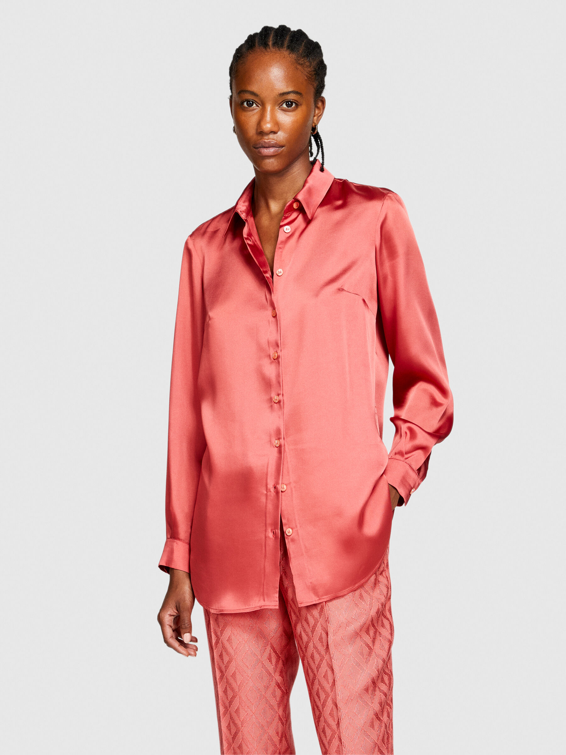 Chemise rouge satin discount femme