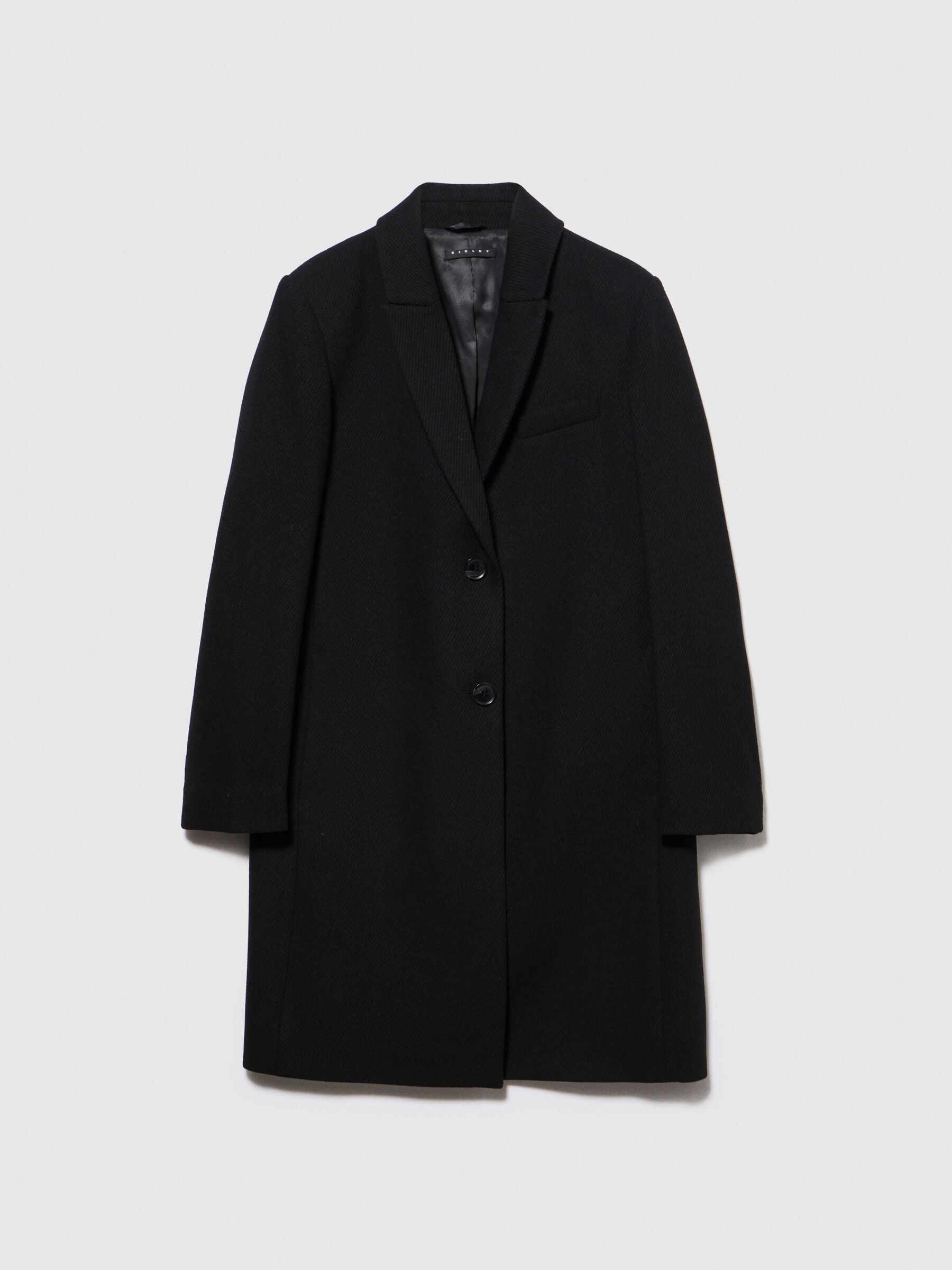 Manteau boutonnage simple Noir Sisley