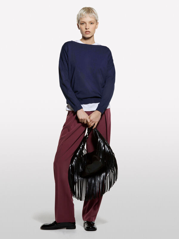 Pull bleu marine à encolure bateau - pulls à encolure bateau pour femme | Sisley