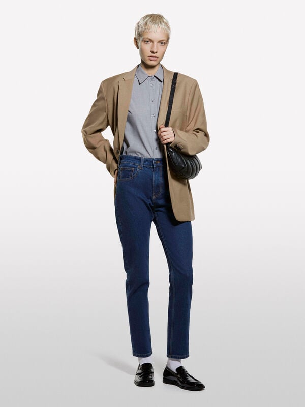 Jean slim bleu style 70 Jean slim bleu style 70 - jeans coupe slim pour femme | Sisley