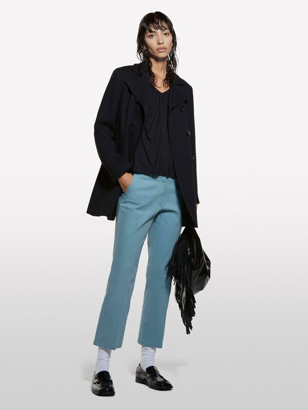 Pantalon évasé bleu poudre - pantalons évasés pour femme | Sisley