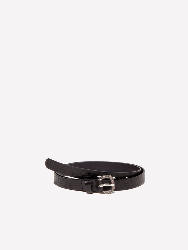 Ceinture fine noire en 100 % cuir - ceintures pour femme | Sisley