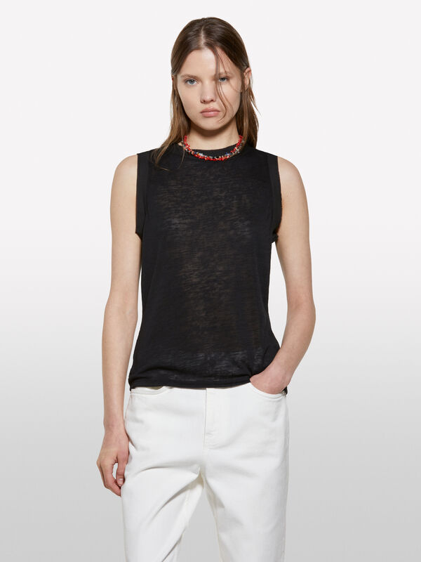 Débardeur noir coupe classique - hauts pour femme | Sisley