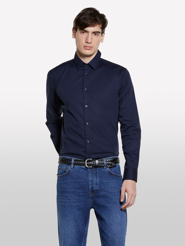 Chemise ajustée bleu foncé - chemises ajustées pour homme | Sisley