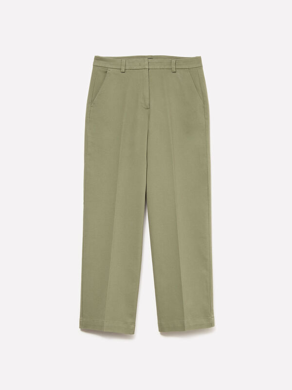 Pantalon taille haute vert foncé Pantalon taille haute vert foncé - pantalons regular pour femme | Sisley