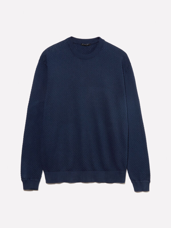 Pull bleu foncé à col rond Pull bleu foncé à col rond - pulls col rond pour homme | Sisley